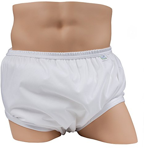 LeakMaster Adult PUL Waterproof Pants - Soft, Quiet, Breathable, Durable Adult Plastic Pants. Generous Cut/Fit for Use with Cloth Diapers - White, Medium Best Fits 32-36 Inch Waist (1 Pack)