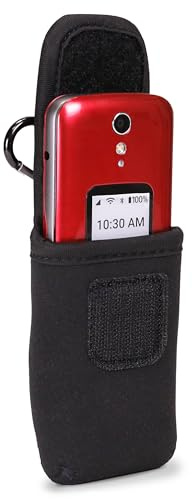 USA Gear Flip Custodia per Cellulare Custodia da Cintura Compatibile con Jitterbug, Alcatel GO, Nokia 2780, Tracfone TCL Flip 2 e Altro - Custodia per Telefono in Neoprene - Nero