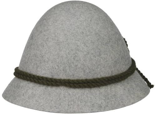 Tradizionale Cappello da Montagna in Feltro di Lana - da Caccia Con Cordoncino, da Pastore Con Fascia Interna - Estate/Inverno Grigio 56 cm