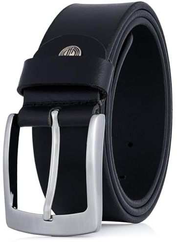 LINDENMANN Leder-Gürtel Herren 40 mm breit, Büffelleder, Jeans-Gürtel Herren Leder, Größe/Size:Bundweite 90 cm Gesamtlänge 105 cm W 35.4 M, Farbe/Color:schwarz