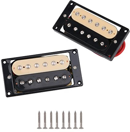 Yibuy Black+Creamy-white Neck & Bridge Humbucker Pickups for Electric Guitar
