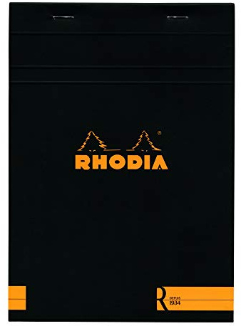 RhodiaR Premium Stapled Notepad - Lined 70 sheets - 6 x 8 1/4 - Black Cover