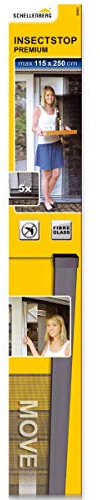 Schellenberg 50663 Fliegenvorhang Balkontür, Insektenschutz Vorhang Premium kürzbar in Breite und Höhe, 115 x 250 cm, Anthrazit