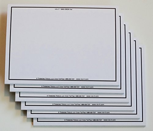 Large 8-Inch White VIS-IT Big Idea Sticky Note Pads Set (6 Pads, 50 Sheets Each)