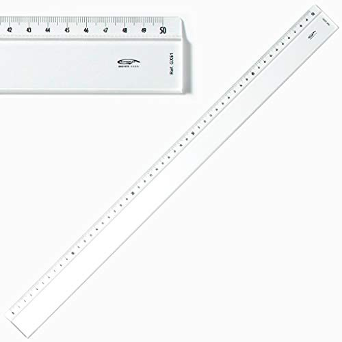 GRAPHOPLEX Regle 50 cm Transparente Biseautée avec Bosselage - Graduations Antireflets - Outil de Précision Dessin Technique et Études - Matériel Rigide Tracé Professionnel, Scolaire