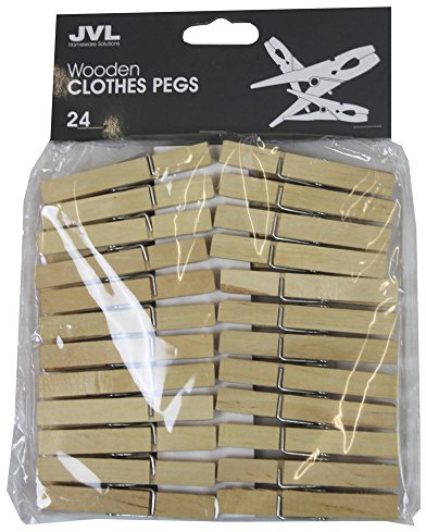 JVL 24-Piece Strong Wooden Retro Vintage Clothes Pegs