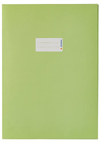 HERMA 5538 Heftumschlag A4 Papier Hellgrün, Hefthülle mit Beschriftungsfeld aus extrem kräftigen Papier & satten Farben, Heftschoner für Schulhefte, farbig