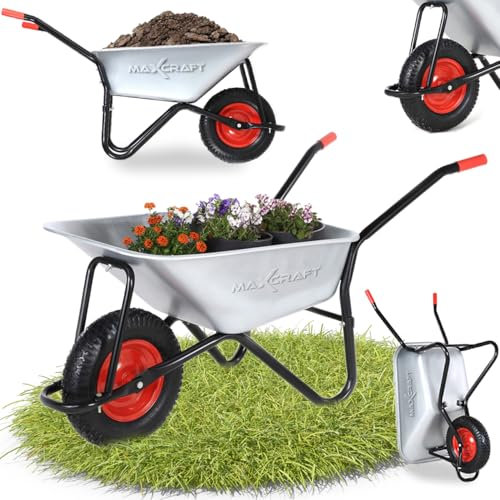 MAXCRAFT Carretilla Carga 250 kg 100 L Carro de Transporte Aire Neumáticos Jardin Empuñadura de Goma - Negro