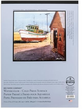 Bee Paper - 11x 15 Cold Press Watcolor Paper Pad, 15 Sheets