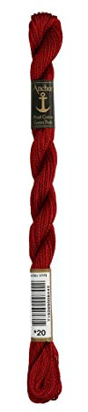 Anchor Perlgarn Stärke 5 4585000-00020 weinrot Stickgarn, 100 % Baumwolle, 5g Strängchen