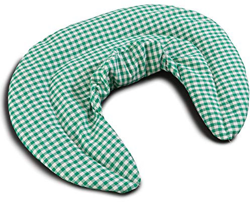 Nackenhörnchen mit Stehkragen Dinkelkissen - Nackenkissen Wärmekissen -> 2 in 1 - Wärme und Kälte möglich - Kissen mit Dinkel, grün-weiß kariert