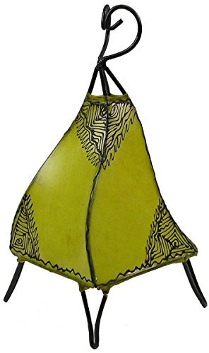 Simandra Orientalische Lampe Stehlampe marokkanische Hennalampe Lederlampe Tischleuchte Stehleuchte Mellah Orient 40 cm Color Gelb