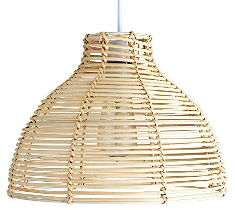 MiniSun | Modern Cream Wicker Basket Style Ceiling Light Shade | Pendant Lights, Home Décor & Improvement Essential | 310mm Shade Width