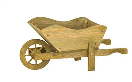 Woodland Wooden Wheelbarrow Planter Garden Ornament