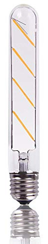 DC 12V LOW VOLTAGE E26 Medium Base T30 Glass Tube Lamp 7.2 Tubular LED Filament Light Bulb Vintage Retro JDD Antique Nostalgic Classic Edison Home Accent Interior Lighting - 2700K Warm White, 4 Watt