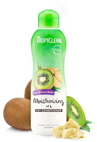 TropiClean Dog Conditioner Grooming Supplies - Moisturising Dog Conditioner for Allergies & Itching - Derived from Natural Ingredients - Used by Groomers - Kiwi & Cocoa Butter, 355ml