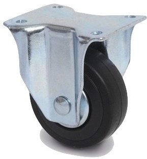 Roulette fixe diamètre 65 mm caoutchouc noir - 40 Kg