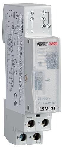 VEMER VE073300 LSM-01 – Temporizzatore Luci Scale Elettromeccanico da 1 Modulo DIN, 230V AC, 1 Relè 16A, Grigio Chiaro
