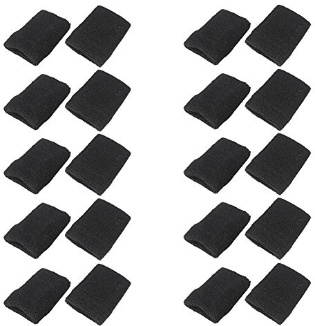 Mallofusa 10 Pack Colorful Sports Basketball Football Absorbent Wristband Party Outdoor Activity (Black) Standard
