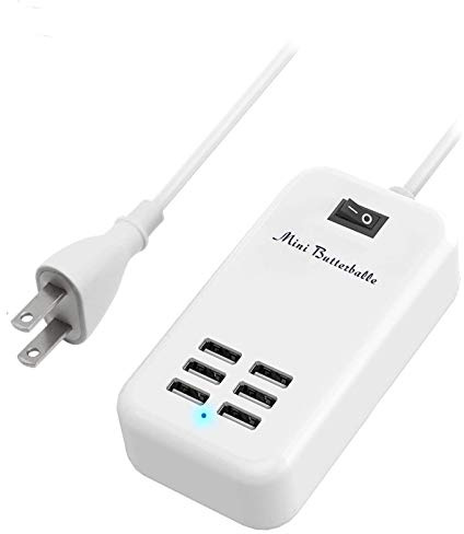 6 Ports USB Charger Hub Desktop US Plug AC Power Wall Travel Charging Adapter Slots Charging Station Extension Socket Outlet with Cable