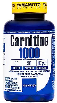 YAMAMOTO Nutrition, Carnitin 1000, 90 Tabletten, Carnitin 1000 mg Nahrungsergänzung für Sportler, 122 g