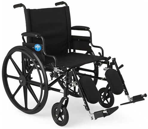 Medline K4 Premium Extra-Wide Lightweight Wheelchair with 20 Seat, Swing-Back Desk-Length Arms, Elevating Leg Rests, and 350 lb. Weight Capacity