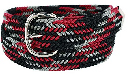 M&F Western Nocona Men's Woven Braided Nylon Belt, Black/Red/Grey – Adjustable Up to Size 46