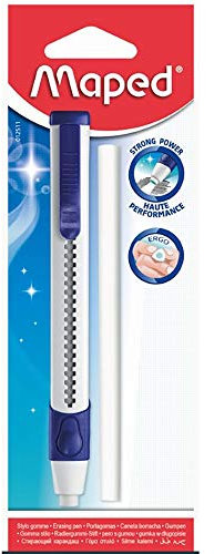 Maped - effizienter, ergonomischer Drei-Kant-Radier-Stift TECHNIC ULTRA GOM-PEN - x1 Radier-Stift + x1 zusätzlicher Ersatzradierer