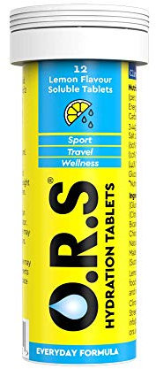 O.R.S Hydration Tablets with Electrolytes, Vegan, Gluten and Lactose Free Formula – Soluble Electrolyte Tablets with Natural Lemon Flavour, 12