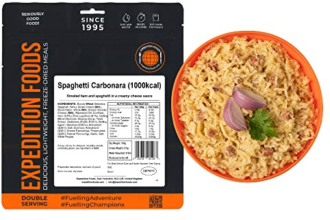 EXPEDITION FOODS Spaghetti Carbonara (Double Serving / 1000KCAL) | Freeze-Dried Camping & Hiking Food