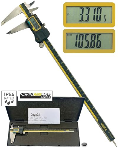 iGAGING Absolute Origin 0-12 Digital Caliper, IP54 Stainless Steel, SPC/USB Output Port, Inch & Metric Modes, Case, Manual, Battery