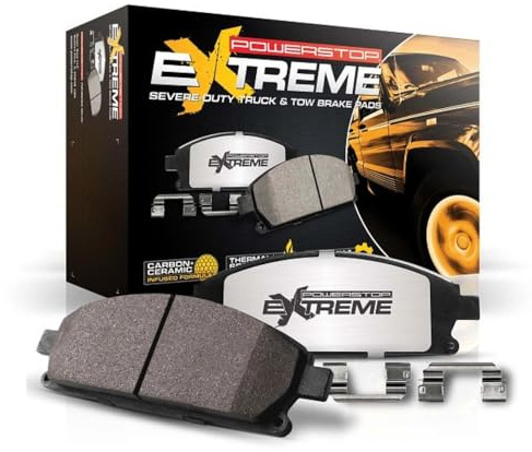PowerStop Front Brake Pads For Ford F-250 Super Duty 2012-22 |F-350 Super Duty 2012-22 |F-450 Super Duty 2013-16 - Z36 Truck & Tow Carbon-Fiber Ceramic Brake Pads With Installation Hardware, Z36-1680