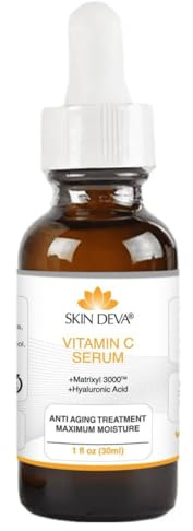 Skin Deva Vitamin C and Hyaluronic Acid Serum for Face Matrixyl 3000 Anti Aging Serum, Anti Wrinkle Facial Serums - Improve Appearance of Dark Spots, Tone, Fine Lines, Glowing- 1 fl Oz