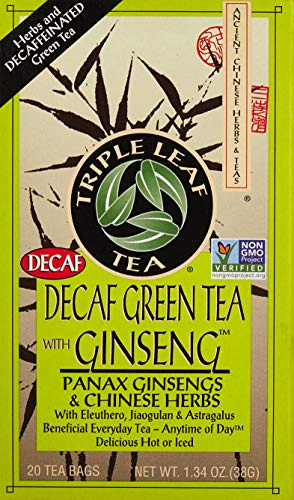 Green Tea-No Caffeine With Ginseng & Chinese Herbs Triple Leaf Tea 20 Bag