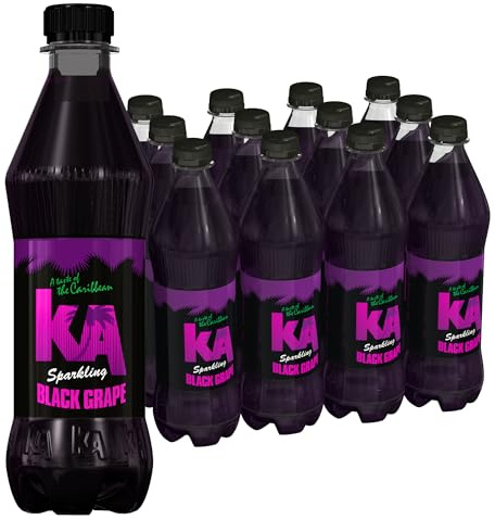 KA Caribbean Black Grape Fizzy Drinks - Traditional & Authentic Caribbean Jamaican Style Sparkling Drink - Soft Drinks Multipack - Black Grape Soda Drinks Bulk Pack - 12 x 500ml Bottles