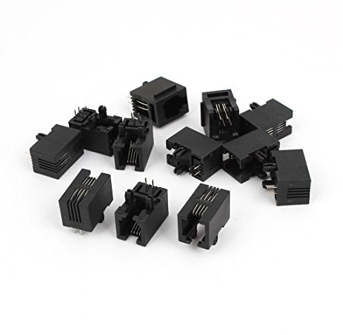 anskaffningskarta 12 st svart 4 stift PCB RJ9 RJ10 RJ22 4P4C modulärt telefonuttag uttag