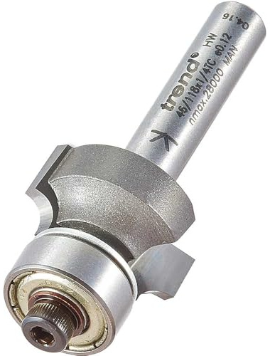 Trend Professional Bearing Guided Ovolo Router Cutter, 3mm Radius, 1/4 Inch Shank, 18.7mm Cut Diameter & 9.5mm Cut Length, Two Bearings, Tungsten Carbide Tipped, 46/118X1/4TC