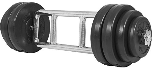GORILLA SPORTS® Bilanciere per Tricipiti - con Pesi 35kg, Diametro 30mm, Carico Max. 200kg, Chiusura a Stella, Zigrinato, in Acciaio Cromato - Barra Pesi, Asta per Bicipiti Tricipiti, Allenamento