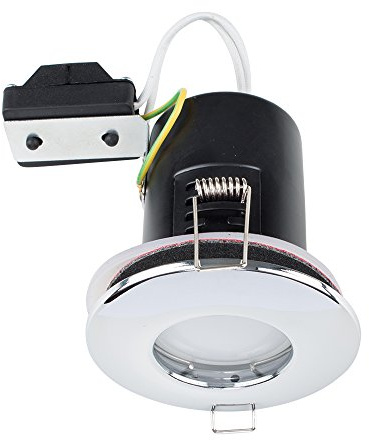 MiniSun | Fire Rated Polished Chrome Domed GU10 Ceiling Downlights | Bath Recessed Lighting, Home Décor & Improvement Essential | Pack of 4 | Mains Wired