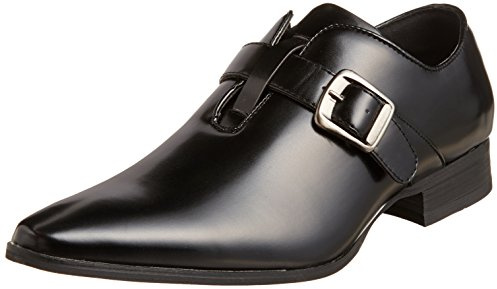 MM/ONE Men's Monkstrap Dress Shoes Pointed Toe Belt, Black, 45 EU (US Men's 11 M)