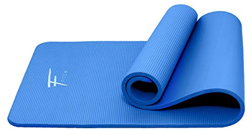 Fitem Esterilla de ejercicio de espuma NBR de alta densidad y gran grosor para gimnasio, yoga, fitness, pilates, gimnasia, entrenamientos y culturismo, incluye correa de transporte