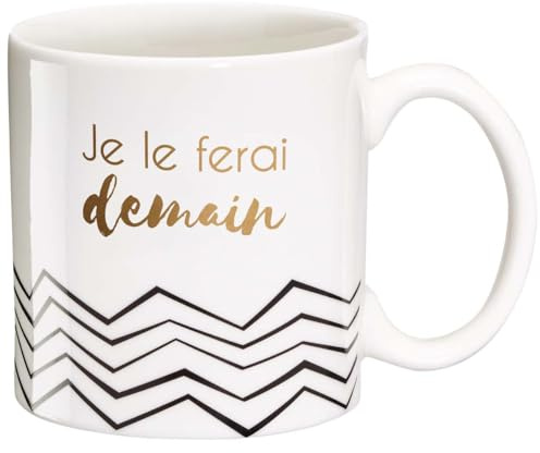 LA CARTERIE Draeger - Tazza Originale - Tazza da tè da offrire in Regalo ai Vostri Cari - Tazza da caffè in fine Porcellana - 350 ml 8 cm di Diametro x 8,5 cm di Altezza Lo farò Domani