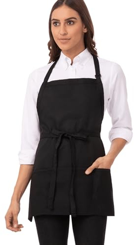 Chef Works Unisex Three Pocket Apron, Black, One Size