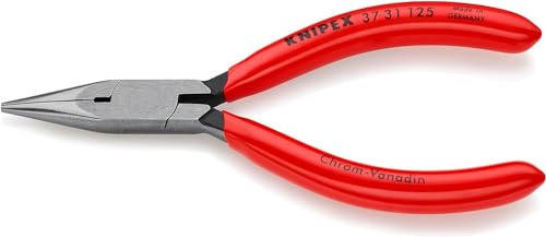 KNIPEX Flat Nose Pliers for Precision Mechanics Self-Service Card with Plastic Coating 125 mm, 37 31 125 SB
