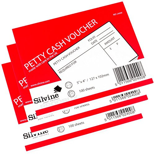 Pack of 3 Silvine A6 Petty Cash Voucher Books 100 sheets per book