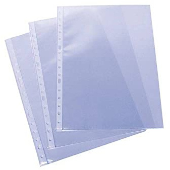 Grafoplas - Caja 100 Fundas Transparentes Cristal, Galga Extra, Tamaño Folio, Lomo Reforzado, 16 Taladros Carpetas de Anillas