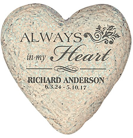 GiftsForYouNow Personalized Heart-Shaped Resin Memorial Garden Stone, 5.5, Indoor/Outdoor, Always in My Heart, Customized Memorial Gift, Sympathy