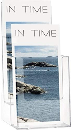 Helit H2351502 – Porte-brochures de table avec 2 poches pour 1–3 brochures DIN A4, haut, transparent