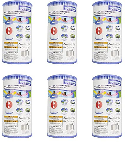 Intex Calsplash 59900e-6 (29000e-6) fácil Piscina de Tipo A o C Cartucho de Filtro, 6-Pack
