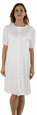 Premamy - Camicia Clinica per Premaman, Modello Aperto Davanti, Cotone Jersey, Pre-Post Parto - Bianco - VII (XXL)